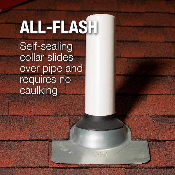 No-Calk 10-3/4 in. x 14-1/2 in. Galvanized Steel Drip Edge Vent Pipe Roof Flashing with 2-1/2 in. Diameter No-Calk 10-3/4 in. x 14-1/2 in. Galvanized Steel Drip Edge Vent Pipe Roof Flashing with 2-1/2 in. Diameter