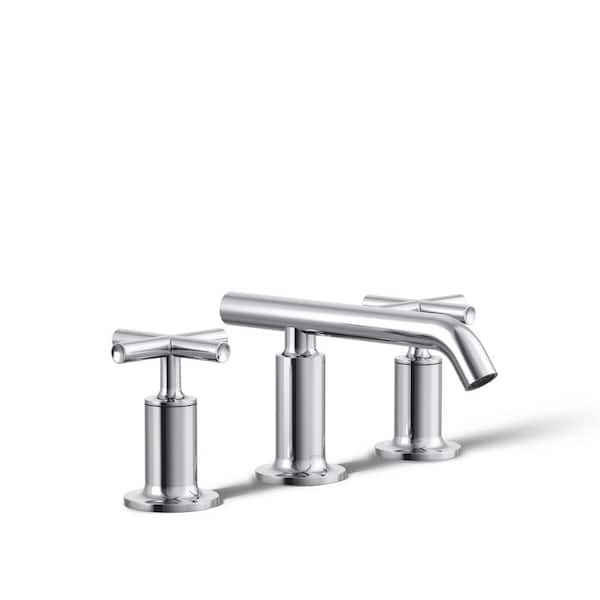 KOHLER Purist 8 in. Widespread 2-Handle Bathroom Faucet with Low Cross Handles in Matte Black
