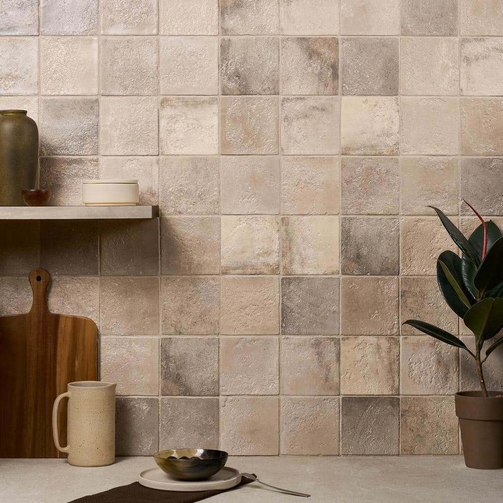 Taupe Textured Ceramic Wall Tile for Bathroom and Kitchen