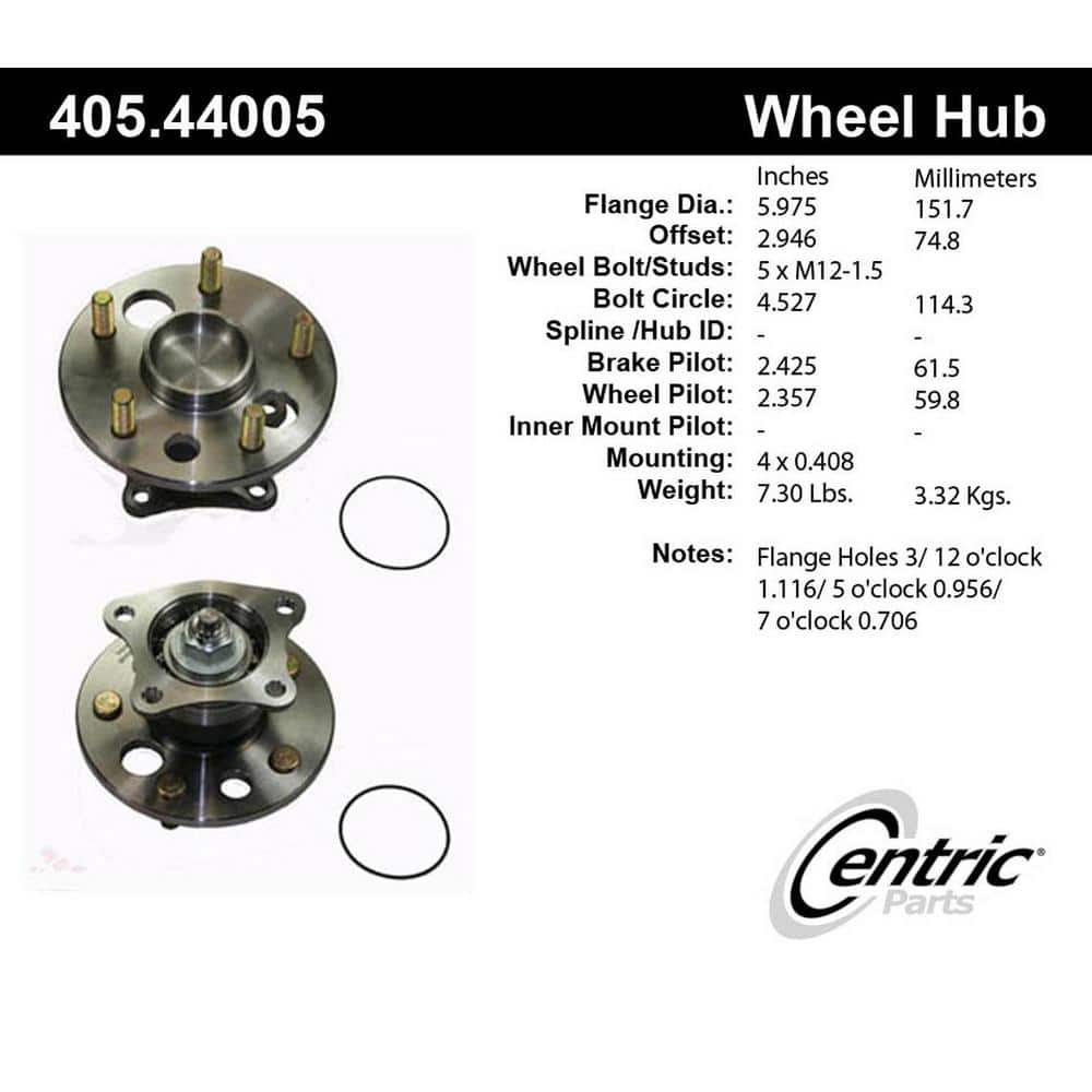 Centric 405.44005E Rear Wheel Hub and Bearing Assembly 