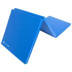 Tri-Fold Folding Thick Exercise Mat Blue 6 ft. x 2 ft. x 1.5 in. Vinyl and Foam Gymnastics Mat (Covers 12 sq. ft.)