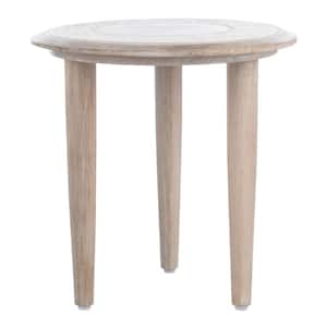 Rehnuma 18 in. White Round Wood Side Table