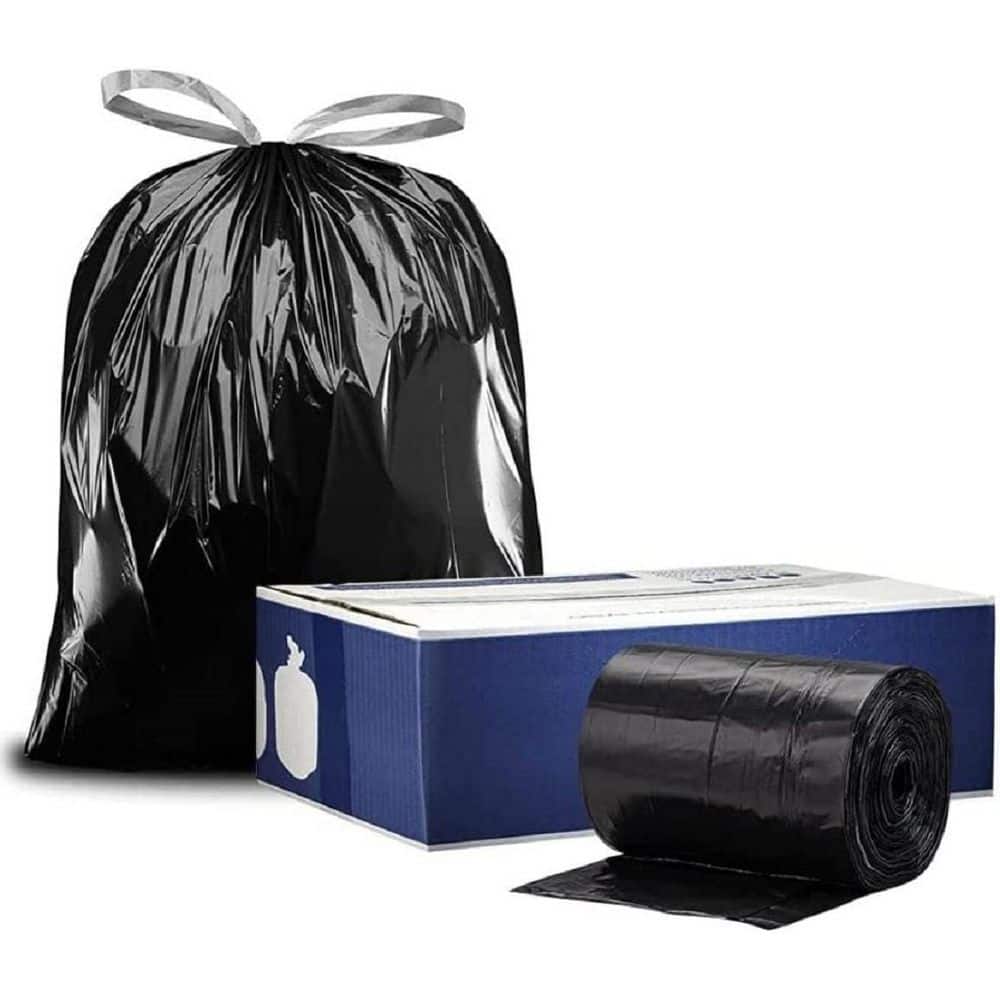Large Drawstring Trash Bags, Black, 33 Gallons, 33-Ct.
