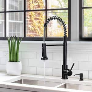 Single Handle Pull Down Sprayer Kitchen Faucet with 3-Modes Advanced Spray and Soap Dispenser in Oil Rubbed Bronze