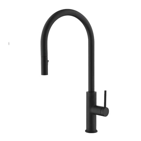 Single Handle Pull Down Sprayer Kitchen Faucet in Matte Black