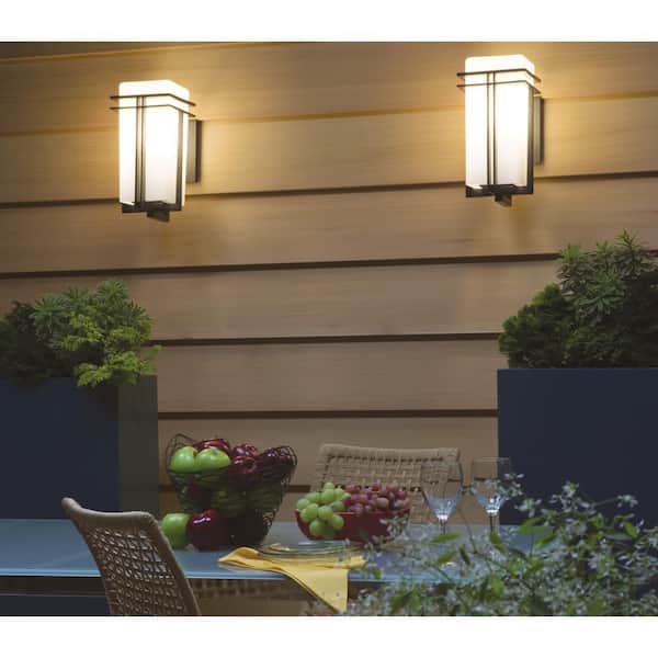 KICHLER Tremillo 17.25 in. 1-Light Black Outdoor Hardwired Wall