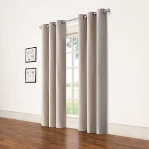 Cohen Thermaback Ecru Textured Solid Polyester 42 in. W x 84 in. L Blackout Single Grommet Top Curtain Panel