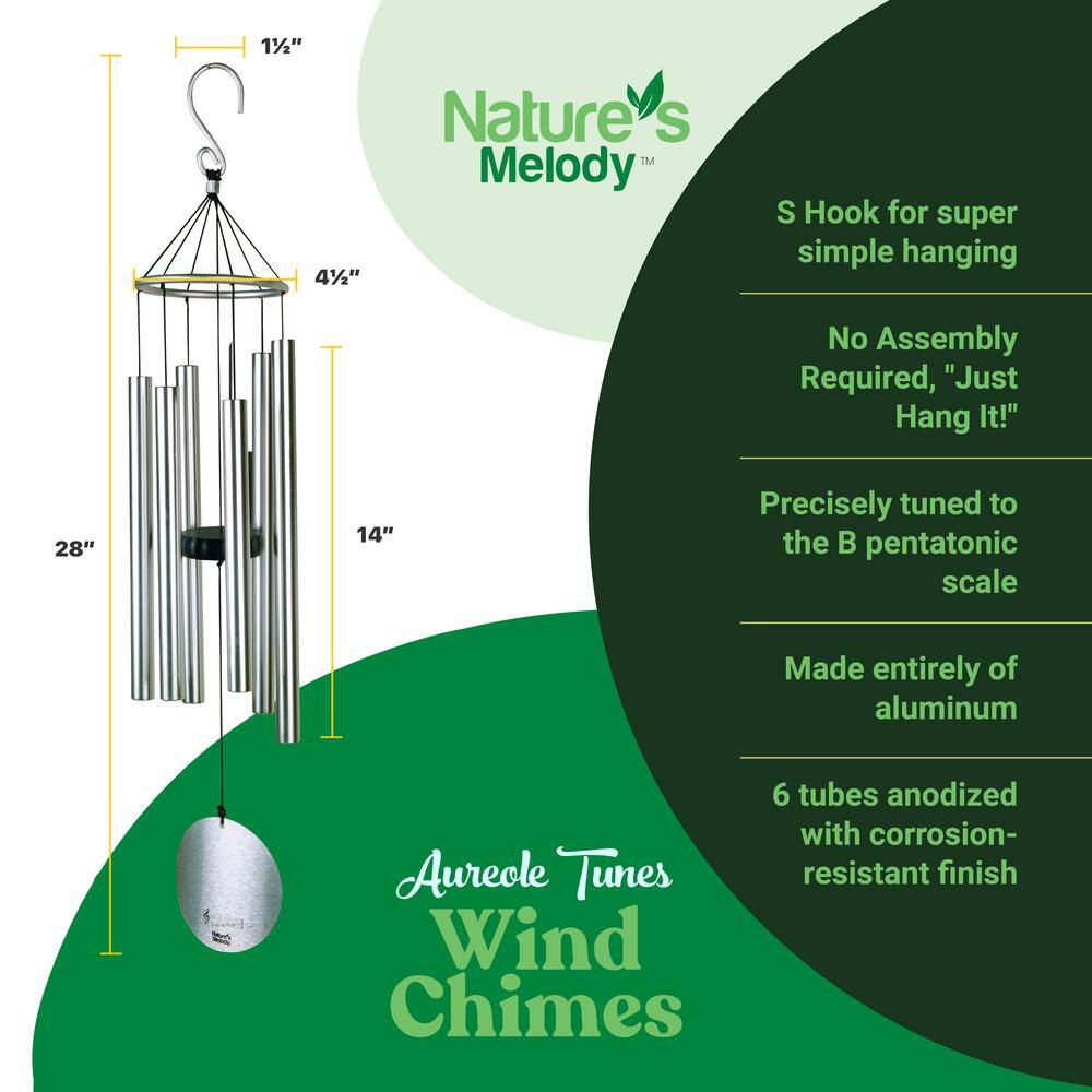 Nature's Melody 28" Silver Aluminum Outdoor Wind Chimes