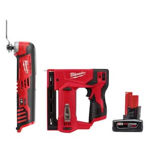 M12 12-Volt Lithium-Ion Cordless Oscillating Multi-Tool with M12 3/8 in. Crown Stapler and 6.0 Ah XC Battery Pack