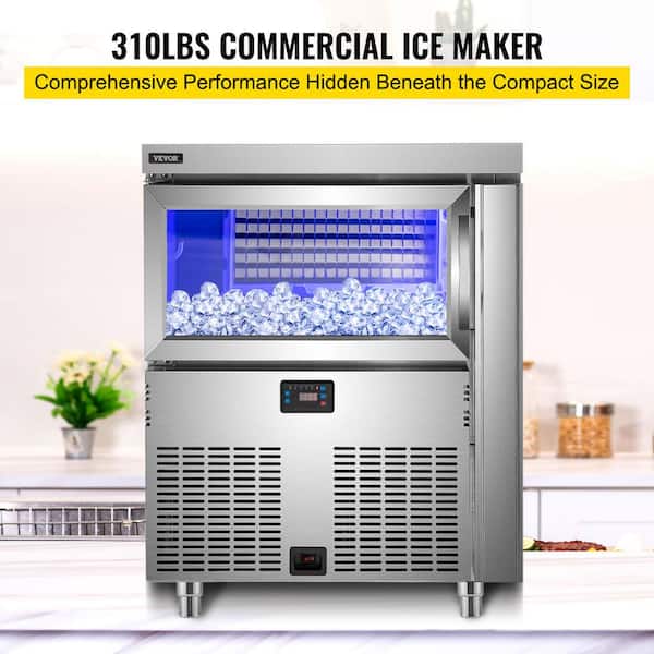 VEVOR 300 lb. / 24 H Commercial Ice Maker Large Storage Bin LCD Panel  Freestanding Ice Machine with Wi-Fi System in Silver ZNFBZBJDB255A0001V1 -  The Home Depot