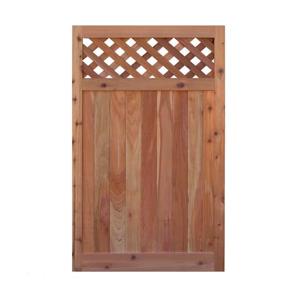 Signature Development 3.5 ft. H W x 6 ft. H H Western Red Cedar Flat Top Diagonal Lattice Fence Gate