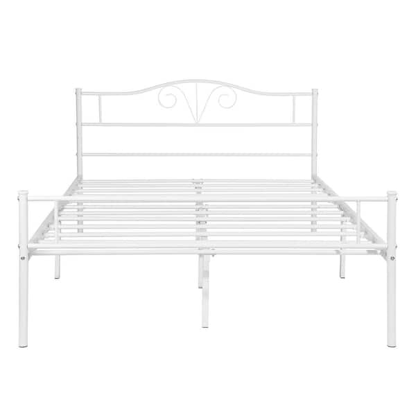 Westsky 56.1 in. Wide LT Full-Size Double White Metal Bed Frame With Storage Space For Adults and Children Used For the Bedroom