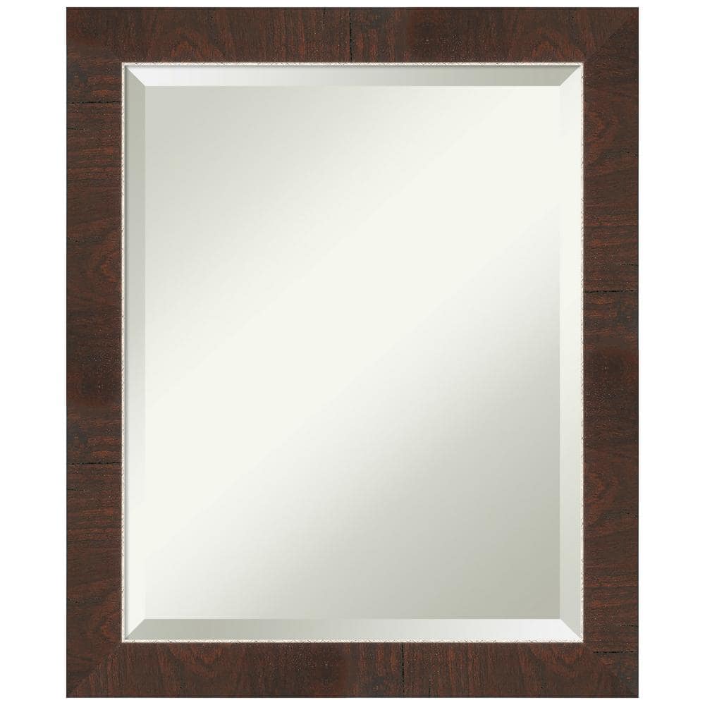 Elegant Full-Length Rectangular Wood Mirror with Silver Accents