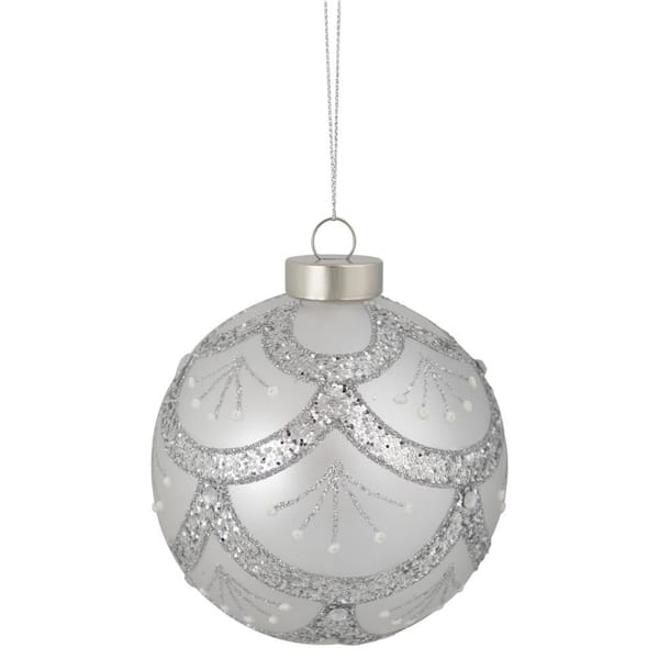 4 Glitter Ball/Finial Snowflake Ornament