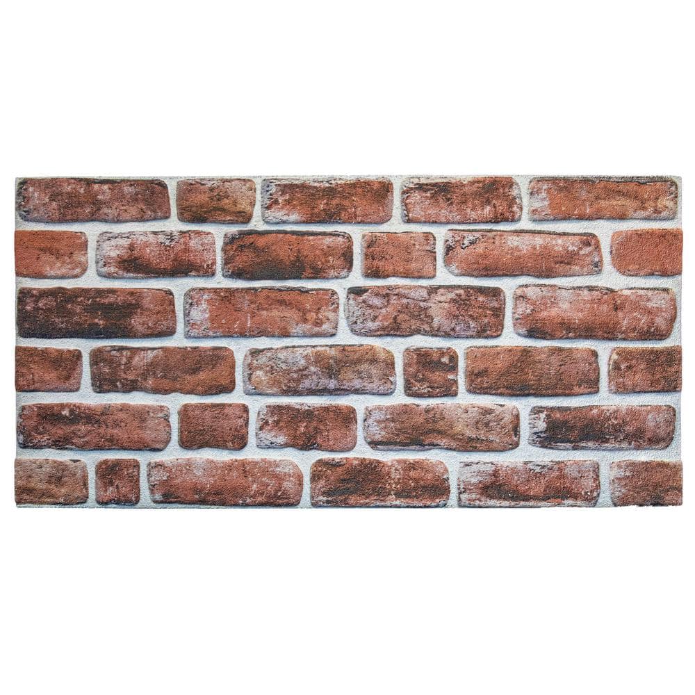 Dundee Deco 4/5 in. x 31/4 ft. x 13/5 ft. Mahogany Red Faux Brick Styrofoam 3D Decorative Wall