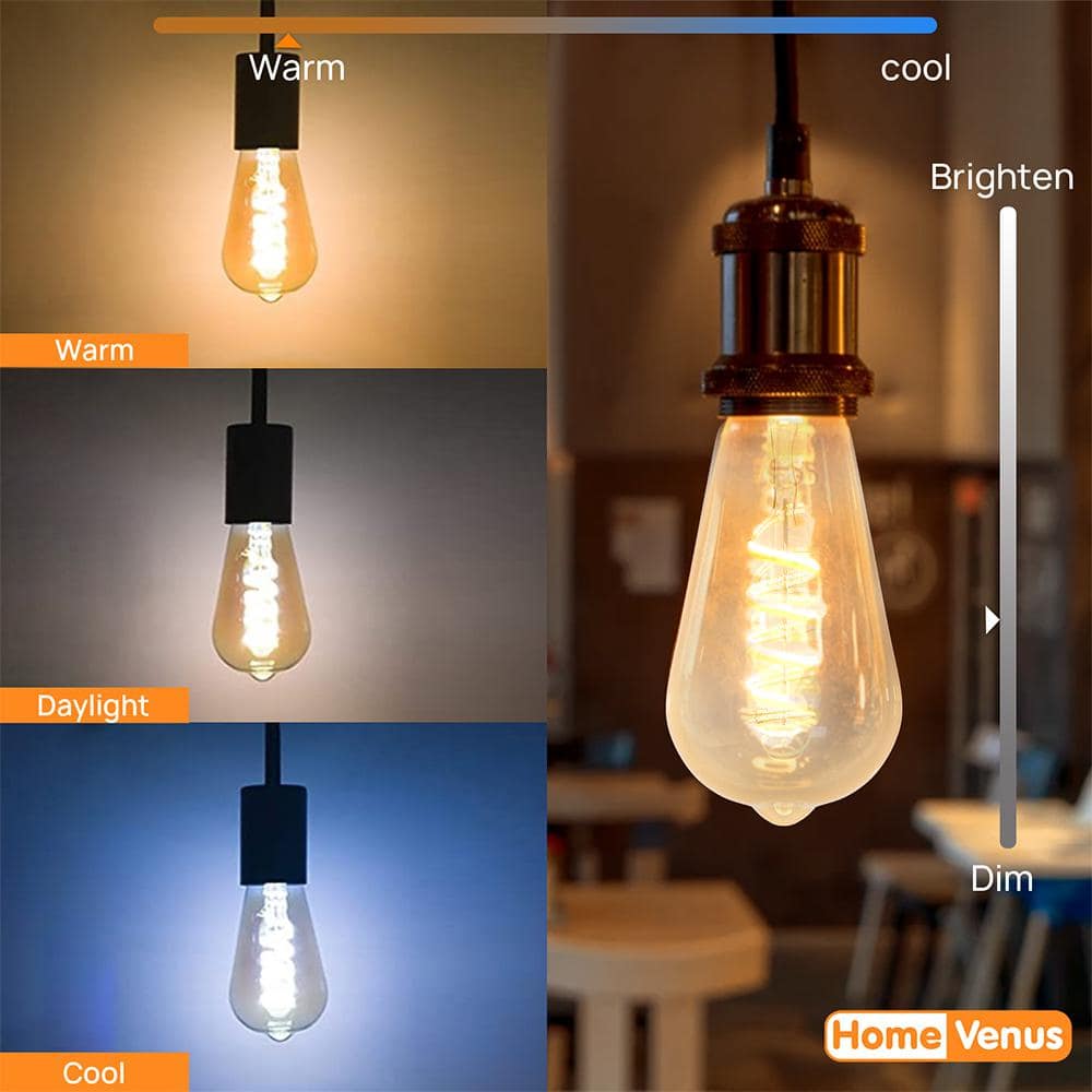 Amber Glass Dimmable LED Edison Bulb with Spiral Filament