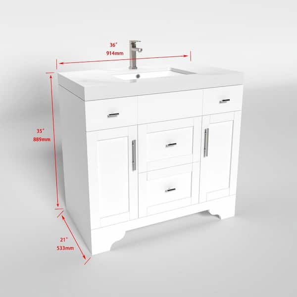 HOMEVY STUDIO Agnea 36 in. W x 21 in. D x 35 in. H Single Sink
