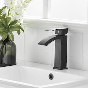 Single Hole Single-Handle Bathroom Faucet with Supply Lines in Matte Black