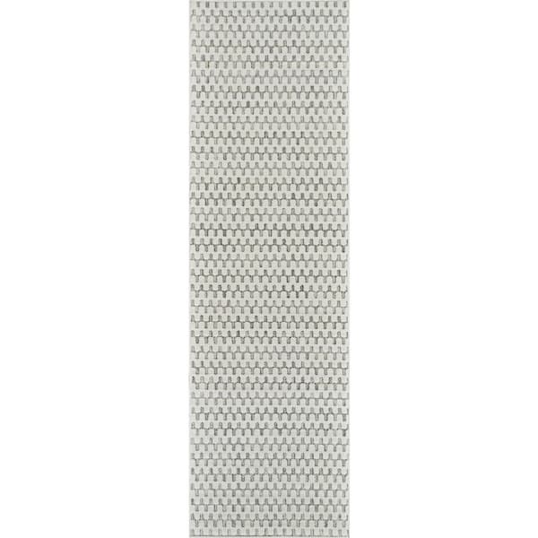 Maise Cream Beige 2 ft. x 8 ft. Modern Abstract Indoor Outdoor Runner Rug