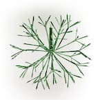 16 in. Tall Holiday 3D Snowflake Green Hanging Ornament with LED Lights