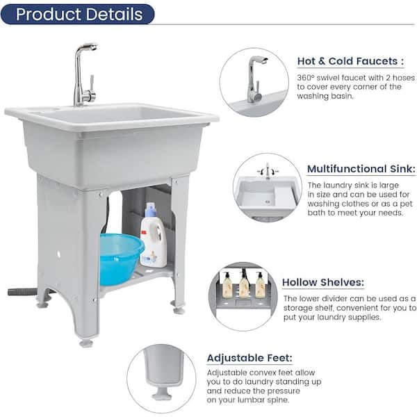 Adrinfly 19 gal. 22 in. D x 31.5 in. W, Freestanding Laundry