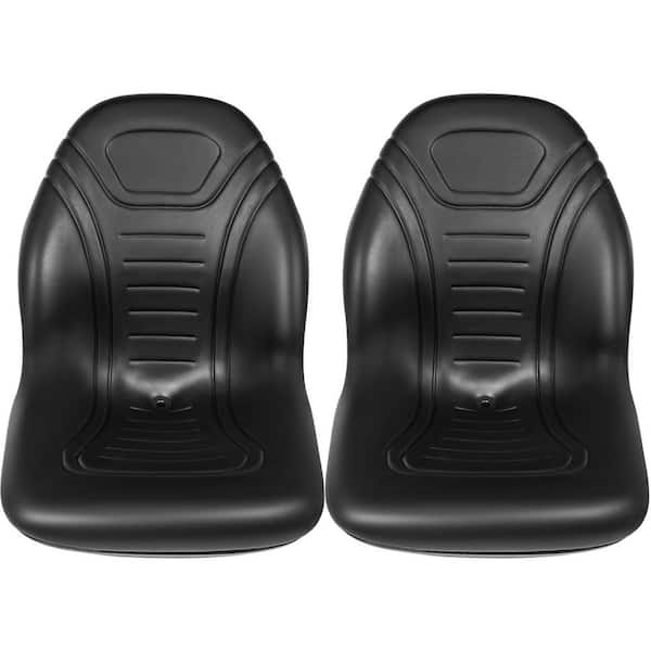 2-Pack Universal Tractor Seat Replacement, Black Vinyl High Back Forklift Seats with Drain Hole and Bolt Patterns