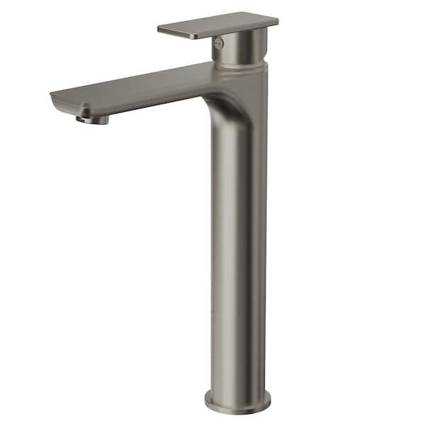 12 in. Faucet Height 1-Handle Single Hole Bathroom Sink Faucet Spot-Resistant in Brushed Nickel with Pop-Up Drain
