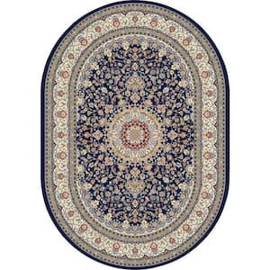 Nicholson Blue/Ivory 5 ft. x 8 ft. Oval Indoor Area Rug