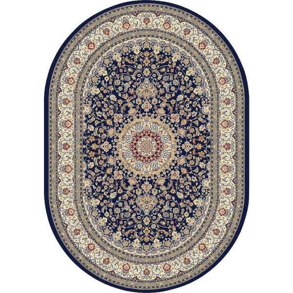 Nicholson Blue/Ivory 5 ft. x 8 ft. Oval Indoor Area Rug