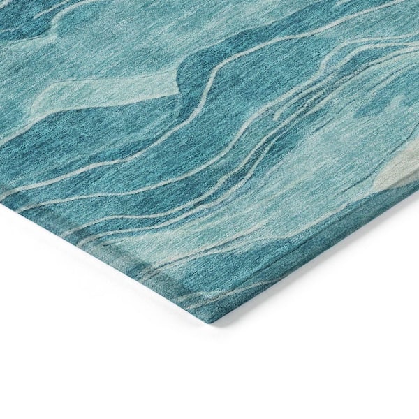 Chantille Machine Washable Indoor/Outdoor Abstract ACN1251 Turquoise 8 ft. x 10 ft. Area Rug