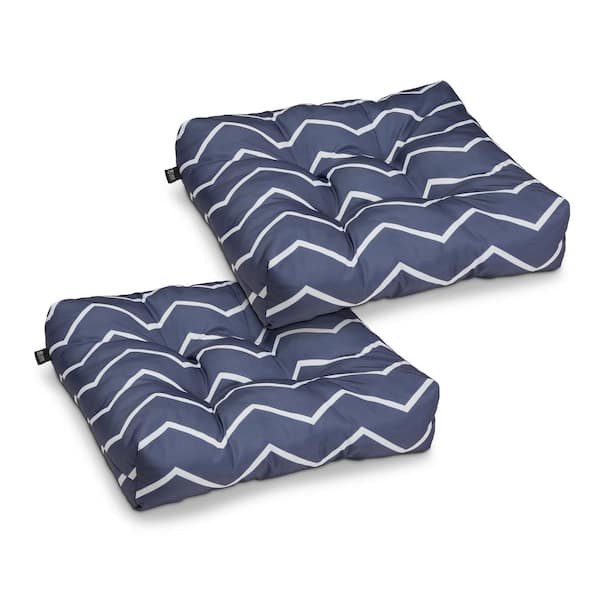 Classic Accessories Classic Navy Chevron 19 in. L x 19 in. W x 5 in. Thick Square Patio Seat Cushion (2-Pack)