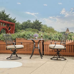 PURPLE LEAF Modern 3-Piece Cast Aluminum Outdoor Bistro Set