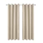 42 in. W x 45in. L Blackout Curtains with Grommet Top Room Darkening Noise Reducing, Beige（2 Panel）