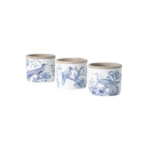 5" Multi-Color Cement Bird Pattern Container (Set of 3)