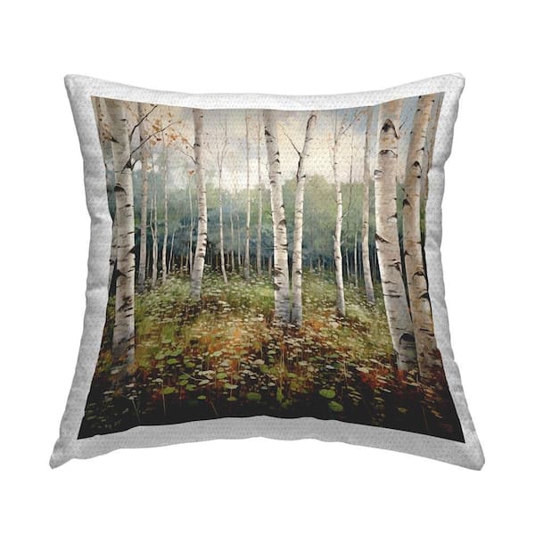 Birch Forest Grove Outdoor Printed Throw Pillow by RB