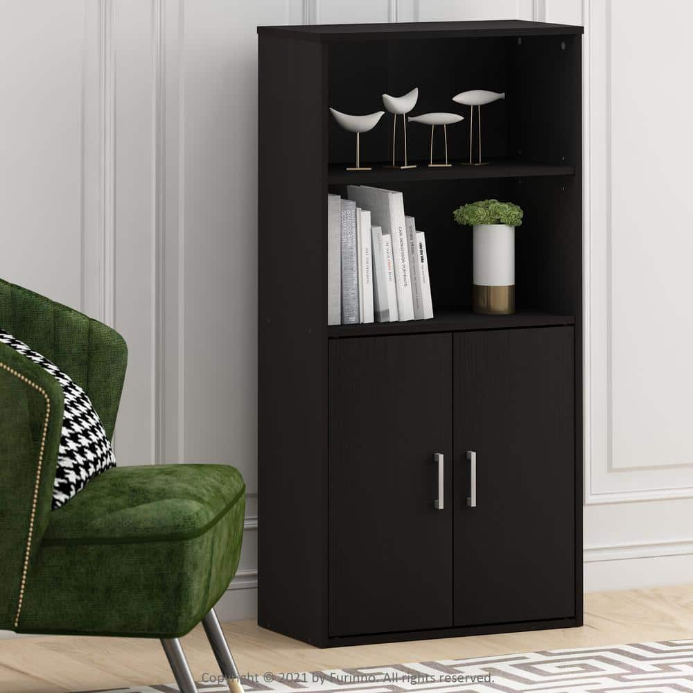 Furinno Pasir Black Oak Storage Cabinet with 2-Shelf and 2-Door ...