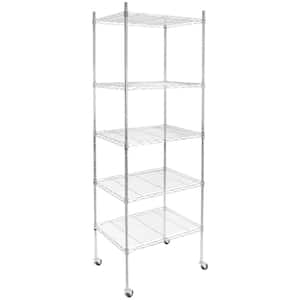 Stainless Steel 5-tier Metal Garage Storage Shelving Unit with Wheels 24 in. x 74.25 in. x 18 in.