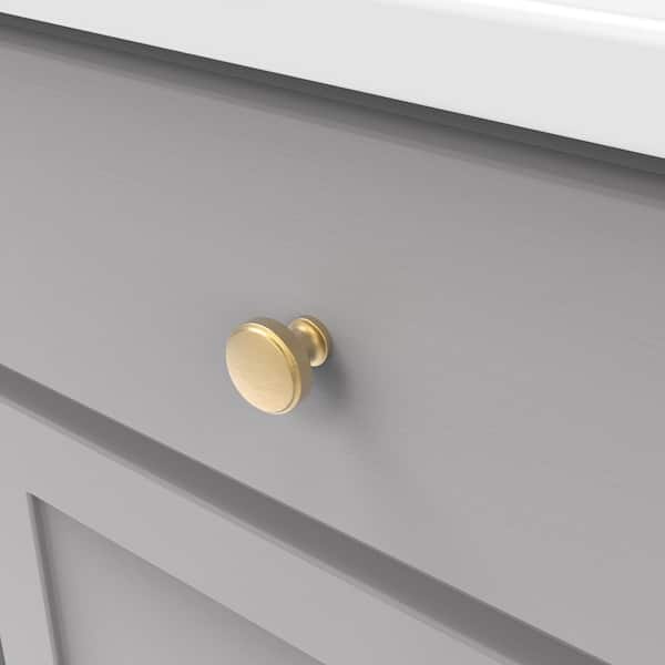 1-1/2 in. Satin Gold Solid Round Knurled Cabinet Drawer Knobs (10-Pack)