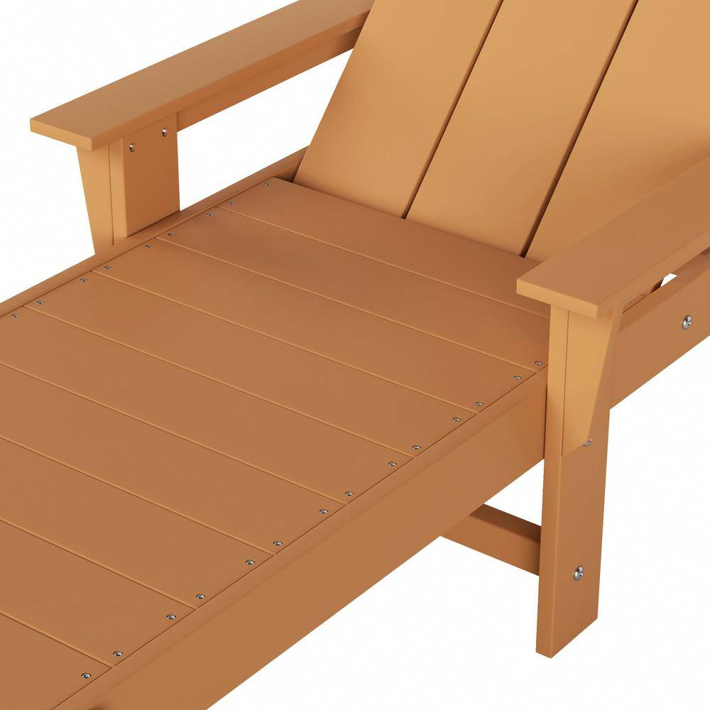 Teak Poly Reclining All Weather Chaise Lounge with Arms and Wheels