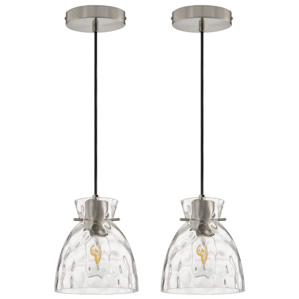 2 Pack 5.9 Inch Modern Nickel Hammered Glass Pendant Lights with Adjustable Cords for Kitchen Island Dining Room price history on PriceWatchPro