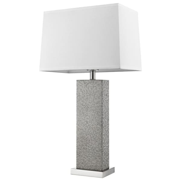 HomeRoots 30 in. Silver Standard Light Bulb Bedside Table Lamp