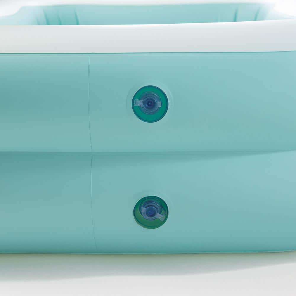 Aqua and White Rectangular Inflatable Family Pool, 90" x 60" x 19"