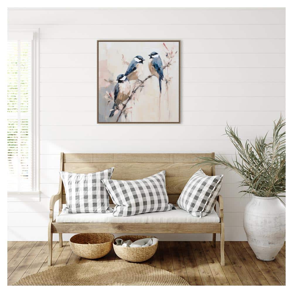 Elegant Bird Silhouettes I Canvas Print with Bronze Frame