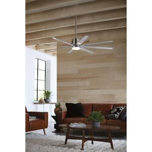 Vast 72 in. Indoor/Outdoor Integrated LED Nickel Mid-Century Modern Ceiling Fan with Remote for Living Room and Bedroom