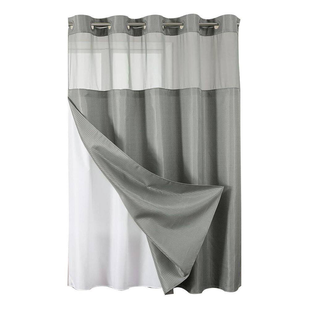 No Hook Shower Curtain with Snap in Fabric Liner Waffle Weave Thick Mesh Top Window Waterproof 72 x 75 in. Grey price history on PriceWatchPro