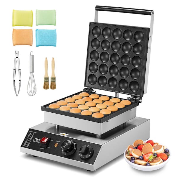 VEVOR 25-Pieces 43mm Diameter Mini Dutch Pancake Maker 1700 W Commercial Electric Grill Waffle Cone Waffle Maker