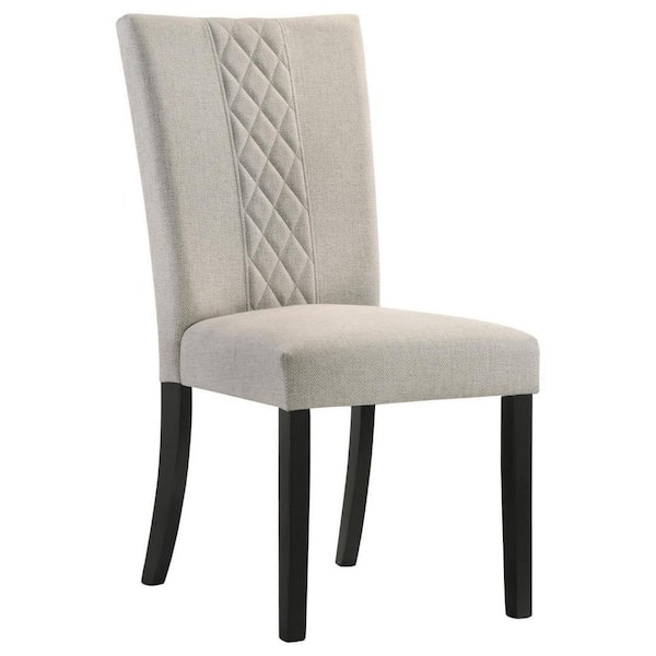 Benjara Beige and Black Fabric Flared Back Dining Chair (Set of 2)