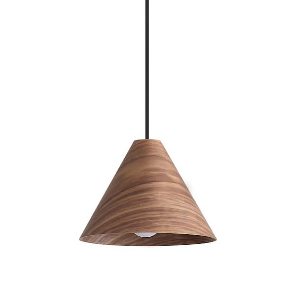 Conique 40-Watt 1-Light Dark Walnut Mini Pendant Light with Bronze Shade and No Light Bulbs Included