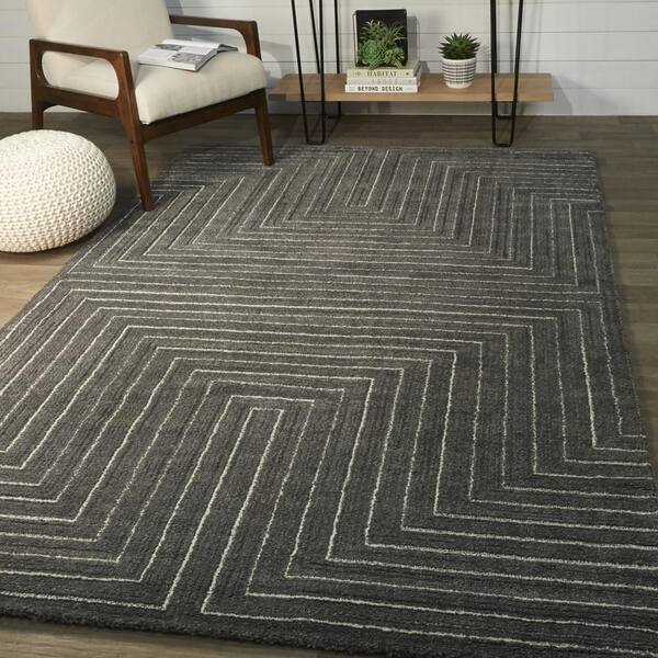 Carmody Charcoal 7 ft. x 9 ft. Modern Stripe Area Rug