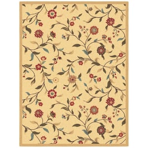 Ottohome Collection Non-Slip Rubberback Floral Leaves 5x7 Indoor Area Rug, 5 ft. x 6 ft. 6 in., Beige